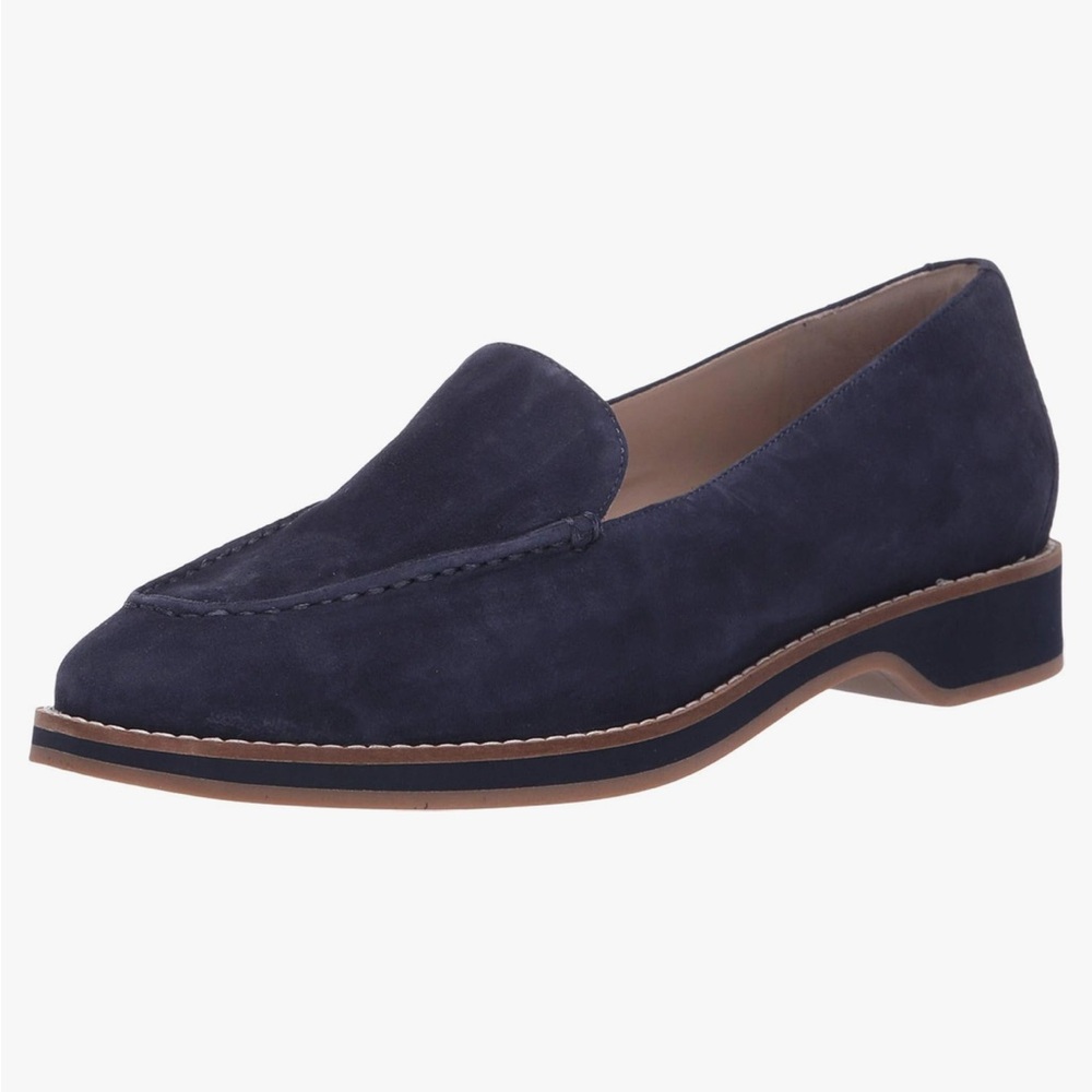 Cole Haan Women's Slip-on Loafer Soft Gold Tumbled Leather Navy
